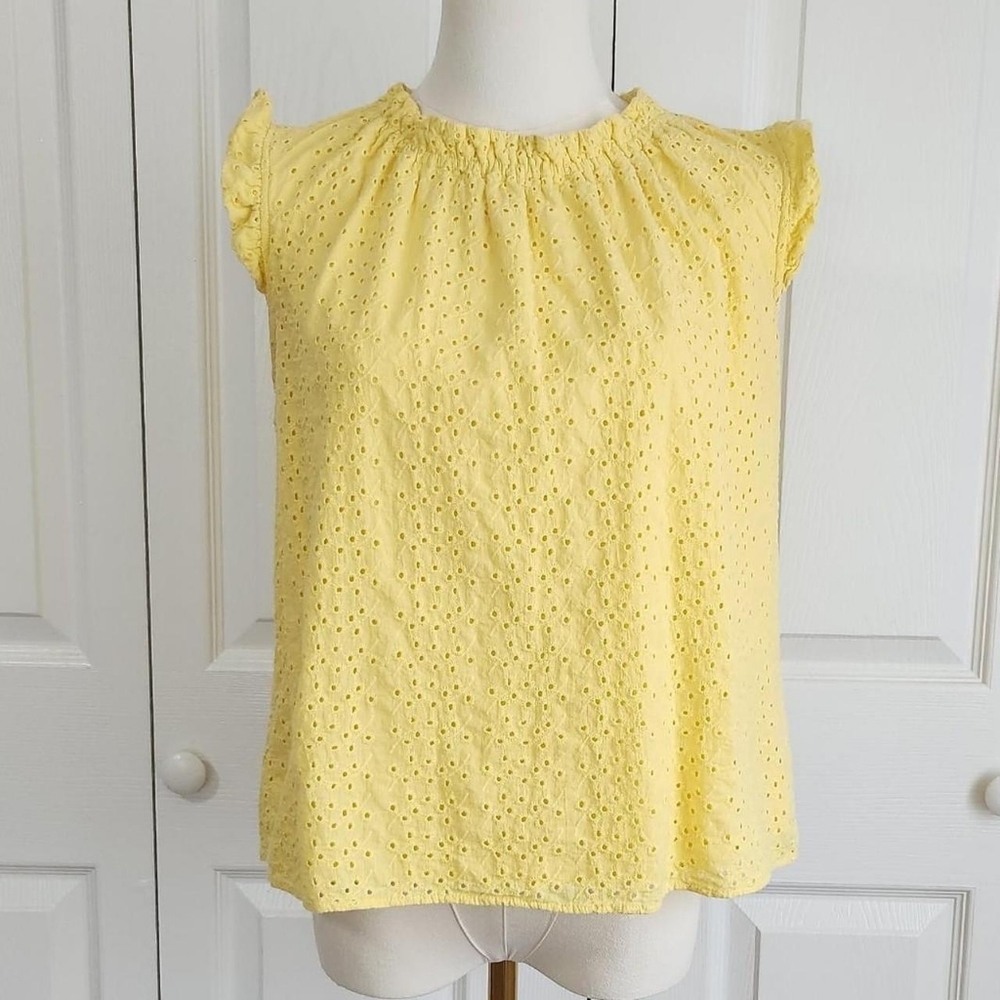 ♡ Yellow Eyelet Ruffle Blouse ♡
